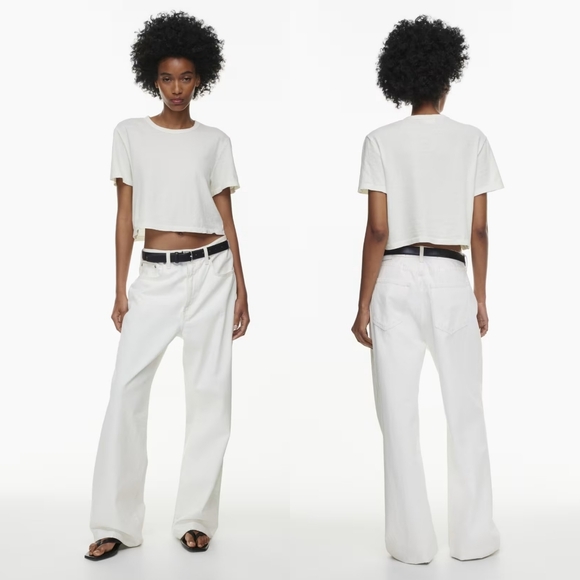 Denim Forum Aritzia The Vintage Crop Tee Short Sleeve Top Size Medium Candy Drop - Picture 3 of 16